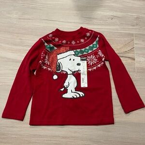 Peanuts Okie Dokie Snoopy Long Sleeve NWT Red Christmas Shirt Size 4T
